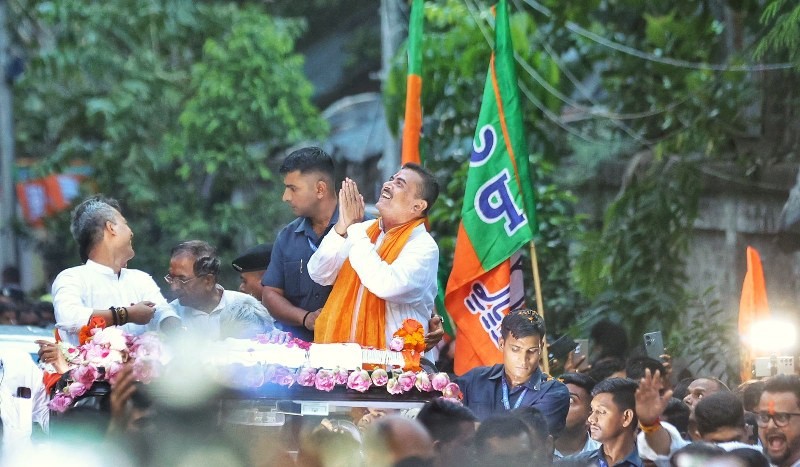 In Images: CM Suvendu Adhikari leads victory rally in Bhabanipur after historic Bengal win