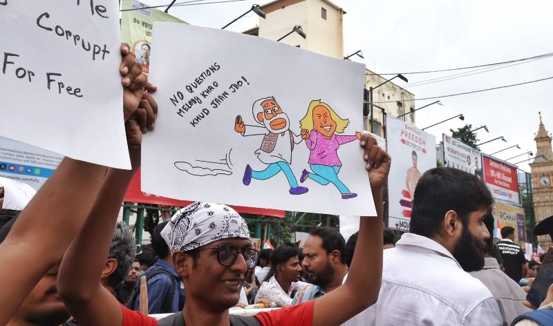 In Images: CJP, SFI hold Kolkata protest seeking Dharmendra Pradhan's resignation in NEET row