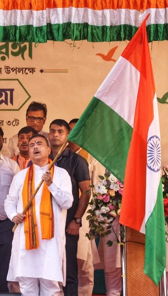 In Images: Suvendu Adhikari leads BJP's tiranga rally, urges Bengal to join 'Har Ghar Tiranga' campaign