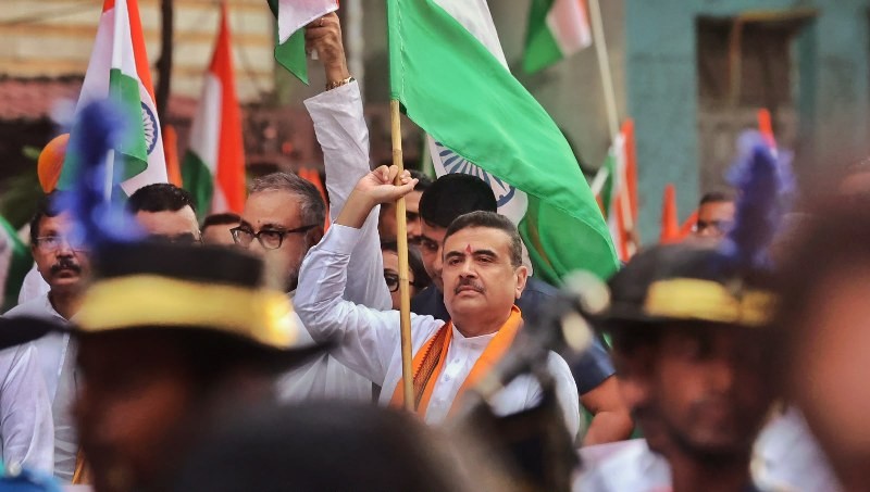 In Images: Suvendu Adhikari leads BJP's tiranga rally, urges Bengal to join 'Har Ghar Tiranga' campaign