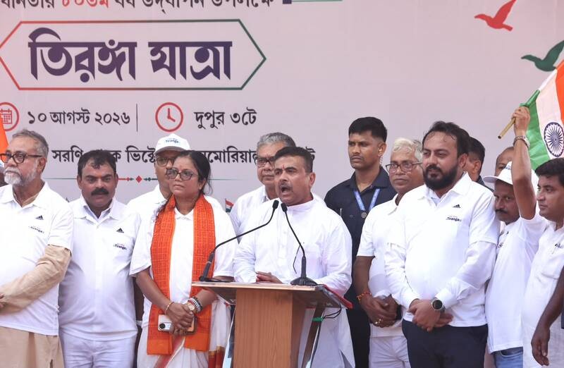 In Images: CM Suvendu Adhikari leads Tiranga Yatra in Kolkata