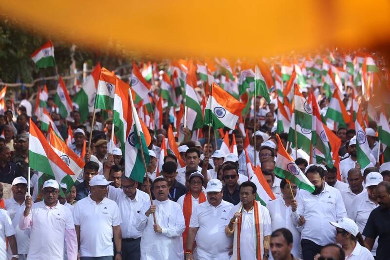 In Images: CM Suvendu Adhikari leads Tiranga Yatra in Kolkata
