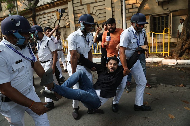 In Images: Congress workers detained during Lok Bhavan protest in Kolkata