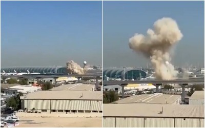 Iranian drone strike near Dubai Intl. Airport's terminal forces emergency flight suspensions