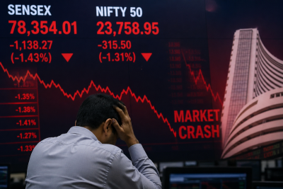 Sensex sinks 1,100 pts as oil hits highs; Nifty under pressure
