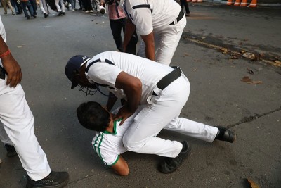 In Images: Congress workers detained during Lok Bhavan protest in Kolkata