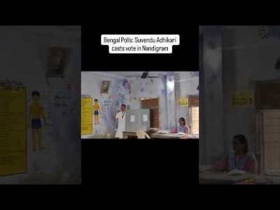 Suvendu Adhikari casts his vote in Nandigram