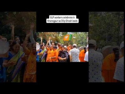BJP workers celebrate in Kharagpur